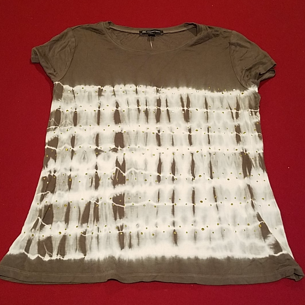 Twist Front Tie Dyed Studded T-Shirt
